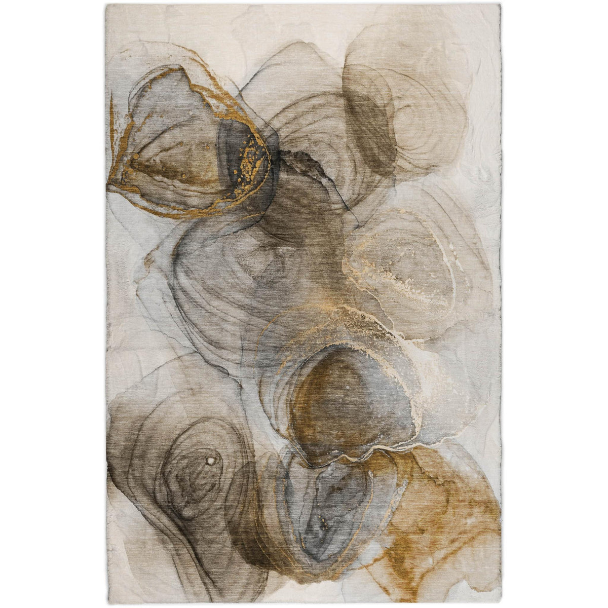 5' X 8' Brown And Ivory Abstract Shag Washable Area Rug With UV Protection - HomeRoots - Flyclothing LLC