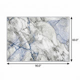 5' X 8' Blue And Denim Blue Abstract Shag Washable Area Rug With UV Protection - HomeRoots - Flyclothing LLC