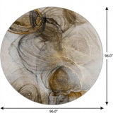 8' Brown And Ivory Abstract Shag Washable Round Rug With UV Protection - HomeRoots - Flyclothing LLC