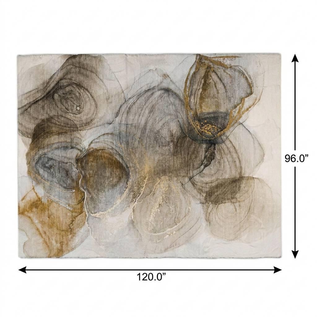 8' X 10' Brown And Ivory Abstract Shag Washable Area Rug With UV Protection - HomeRoots - Flyclothing LLC