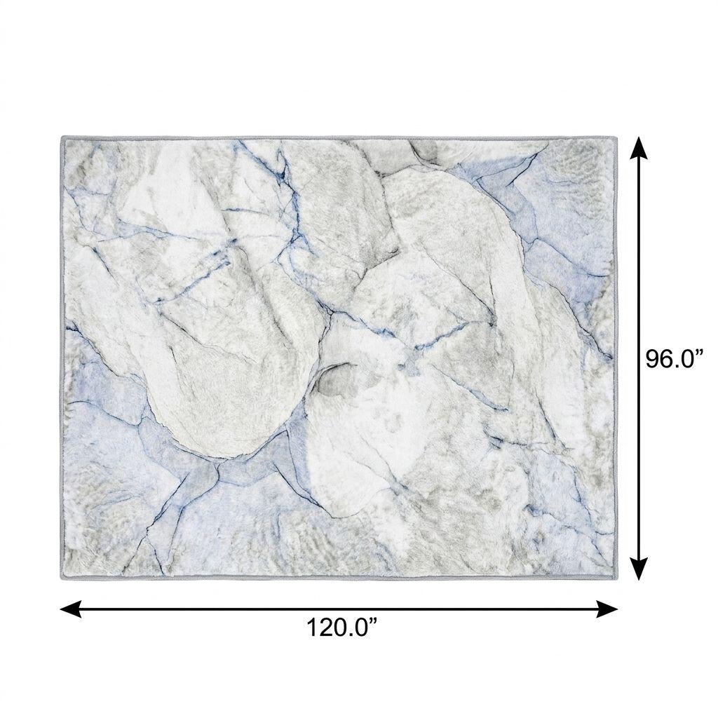 8' X 10' Blue And Denim Blue Abstract Shag Washable Area Rug With UV Protection - HomeRoots - Flyclothing LLC
