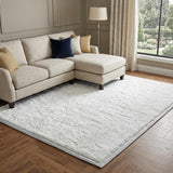 9' X 12' Blue And Denim Blue Abstract Shag Washable Area Rug With UV Protection - HomeRoots - Flyclothing LLC