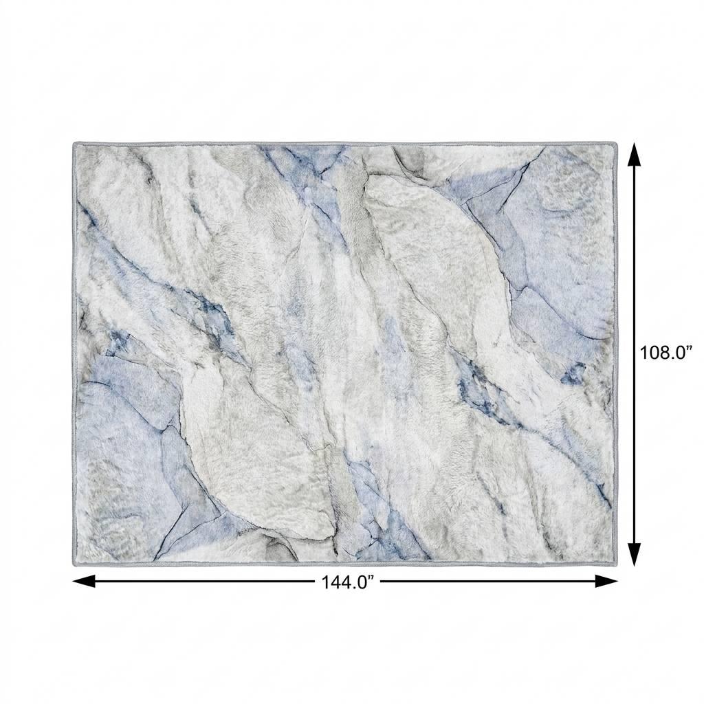 9' X 12' Blue And Denim Blue Abstract Shag Washable Area Rug With UV Protection - HomeRoots - Flyclothing LLC