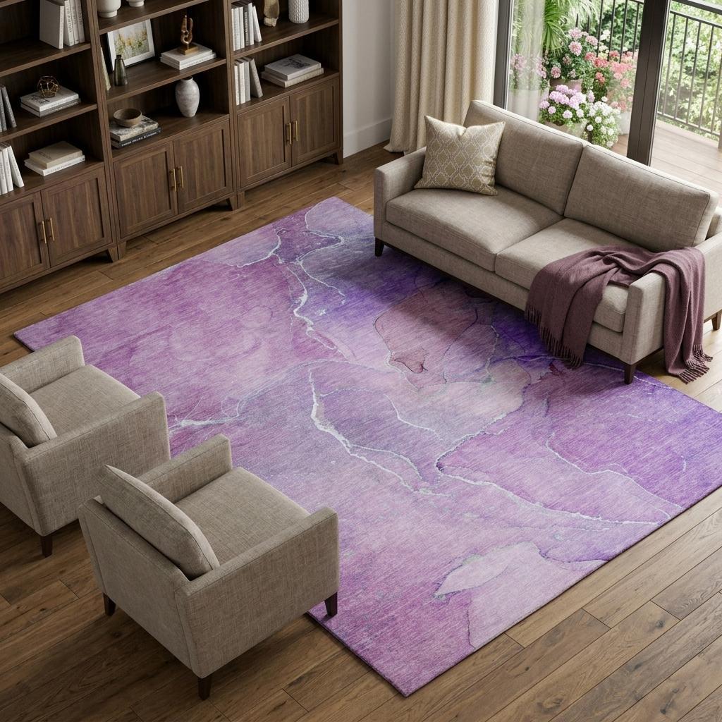 10' X 14' Purple And Lavender Abstract Shag Washable Area Rug With UV Protection - HomeRoots - Flyclothing LLC