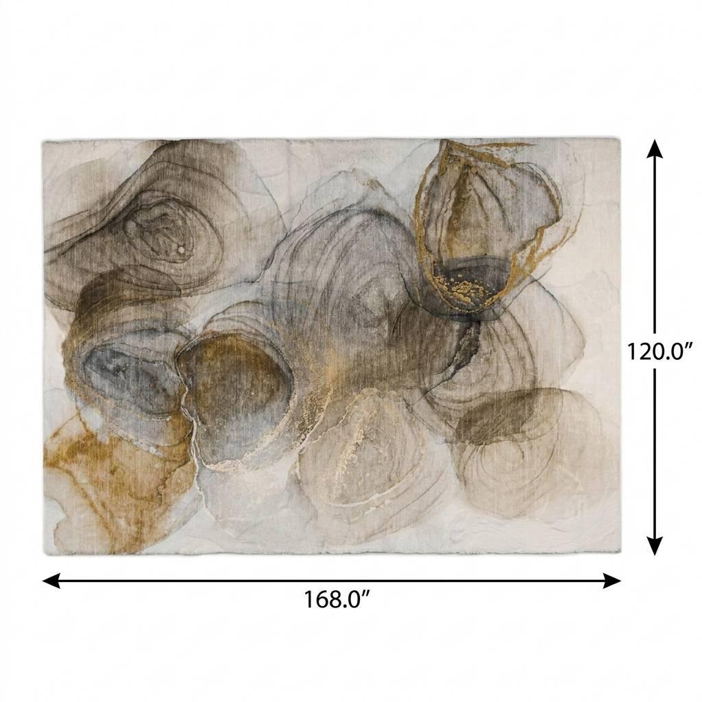 10' X 14' Brown And Ivory Abstract Shag Washable Area Rug With UV Protection - HomeRoots - Flyclothing LLC