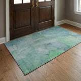 3' X 5' Teal And Green Abstract Shag Washable Area Rug With UV Protection - HomeRoots - Flyclothing LLC