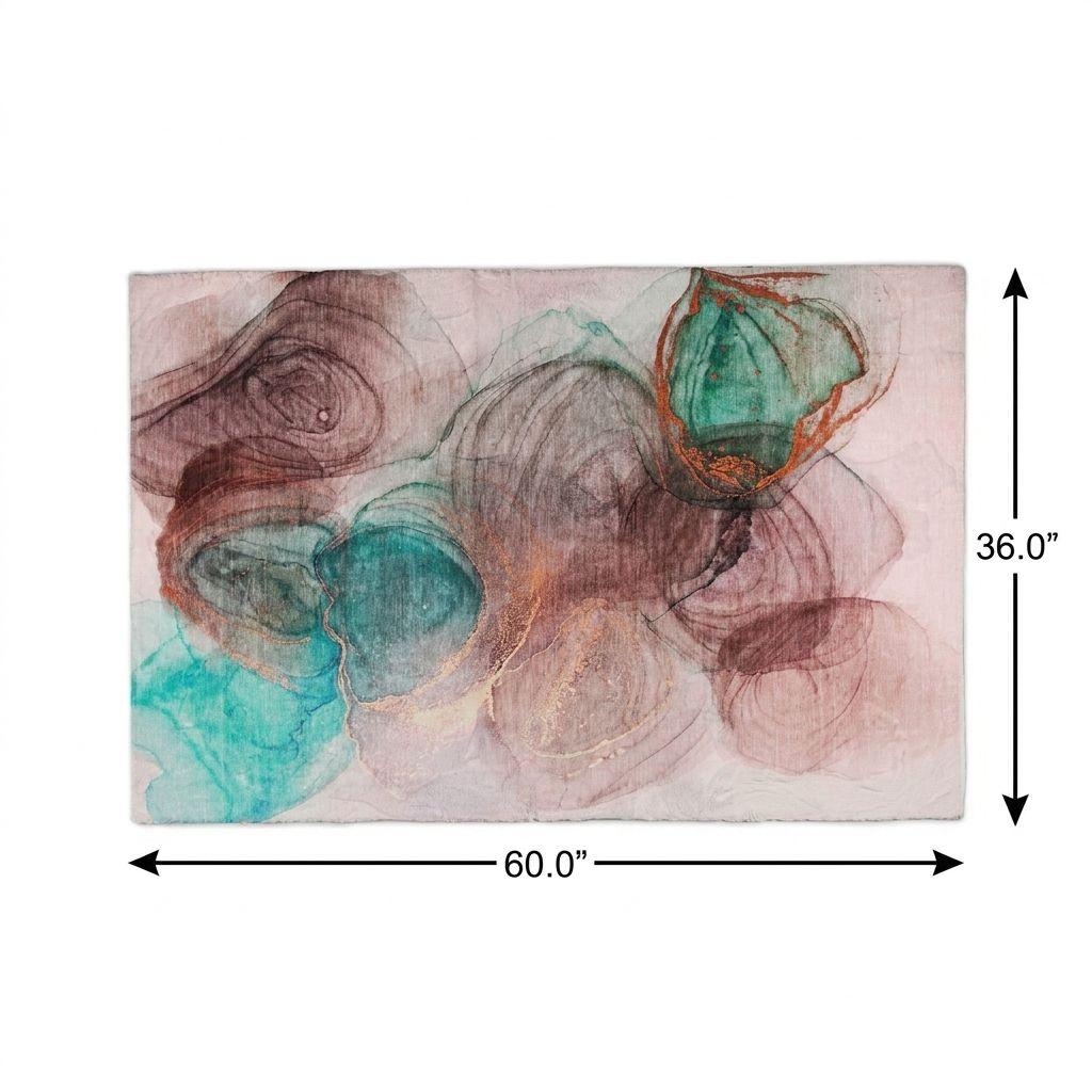 3' X 5' Burgundy And Blush Abstract Shag Washable Area Rug With UV Protection - HomeRoots - Flyclothing LLC