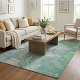 5' X 8' Teal And Green Abstract Shag Washable Area Rug With UV Protection - HomeRoots - Flyclothing LLC