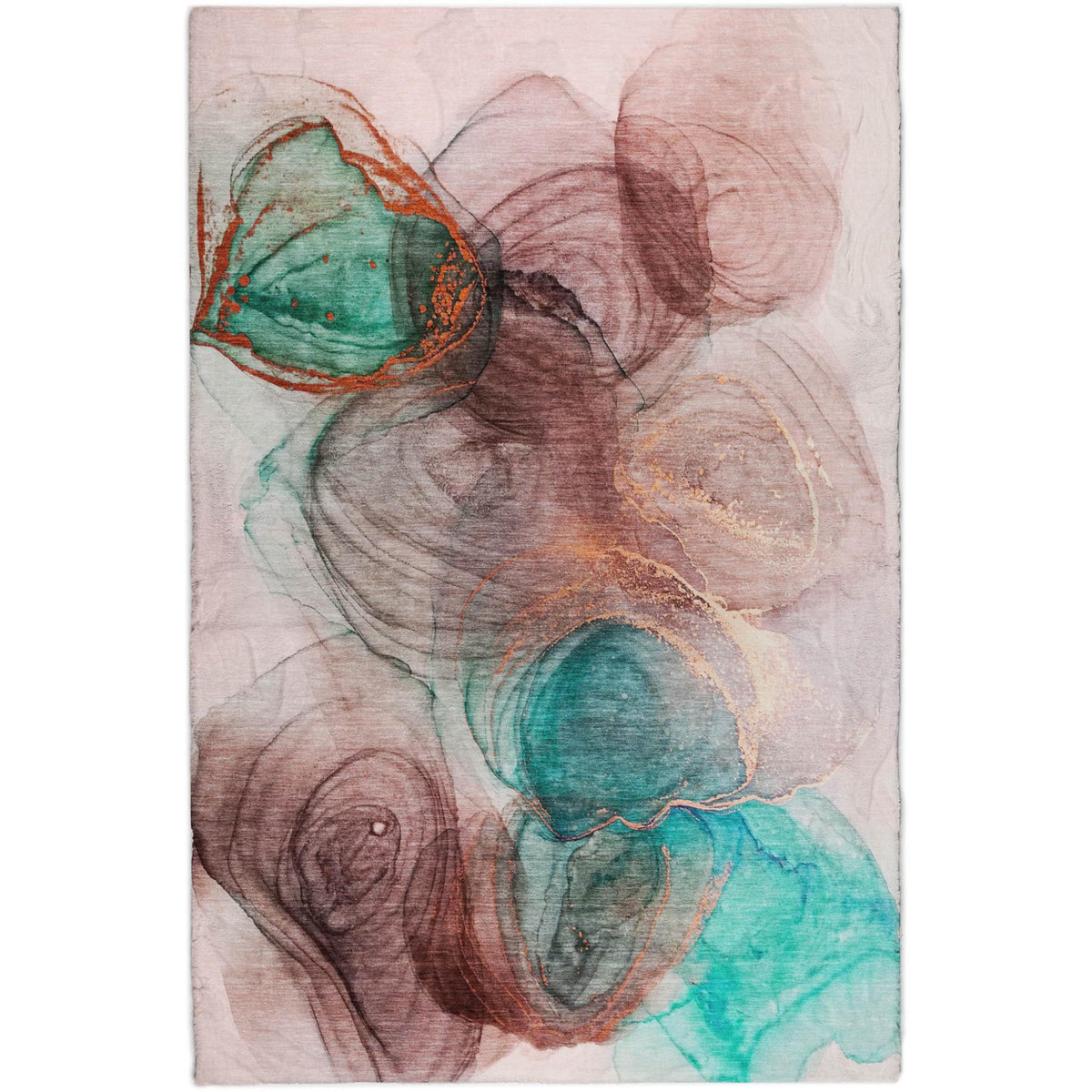 5' X 8' Burgundy And Blush Abstract Shag Washable Area Rug With UV Protection - HomeRoots - Flyclothing LLC