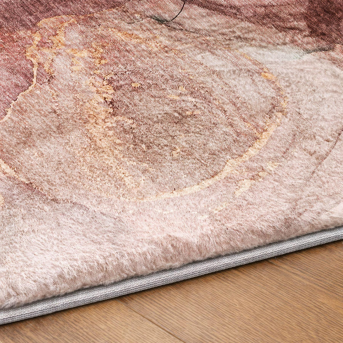 8' X 10' Burgundy And Blush Abstract Shag Washable Area Rug With UV Protection - HomeRoots - Flyclothing LLC
