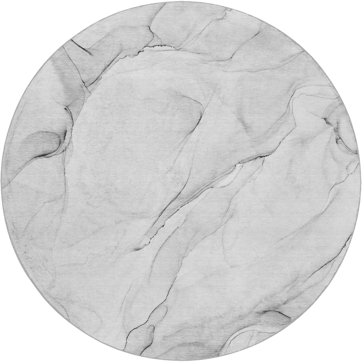 8' Gray And Charcoal Abstract Shag Washable Round Rug With UV Protection - HomeRoots - Flyclothing LLC