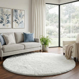 8' Gray And Charcoal Abstract Shag Washable Round Rug With UV Protection - HomeRoots - Flyclothing LLC