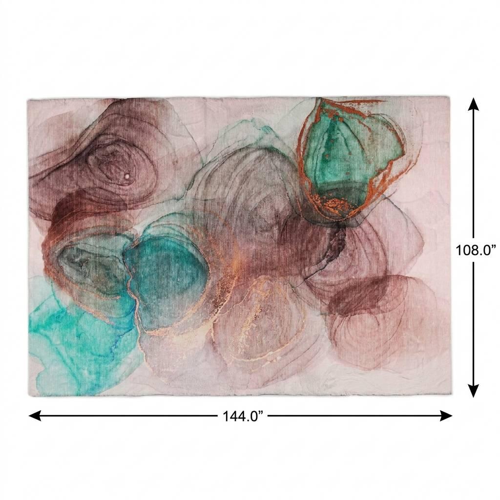 9' X 12' Burgundy And Blush Abstract Shag Washable Area Rug With UV Protection - HomeRoots - Flyclothing LLC