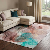 10' X 14' Burgundy And Blush Abstract Shag Washable Area Rug With UV Protection - HomeRoots - Flyclothing LLC