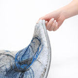 8' Navy Blue And Denim Blue Abstract Shag Washable Round Rug With UV Protection - HomeRoots - Flyclothing LLC