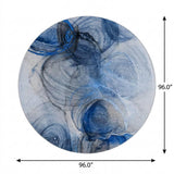 8' Navy Blue And Denim Blue Abstract Shag Washable Round Rug With UV Protection - HomeRoots - Flyclothing LLC