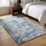 3' X 5' Blue And Gray Abstract Shag Washable Area Rug With UV Protection - HomeRoots - Flyclothing LLC