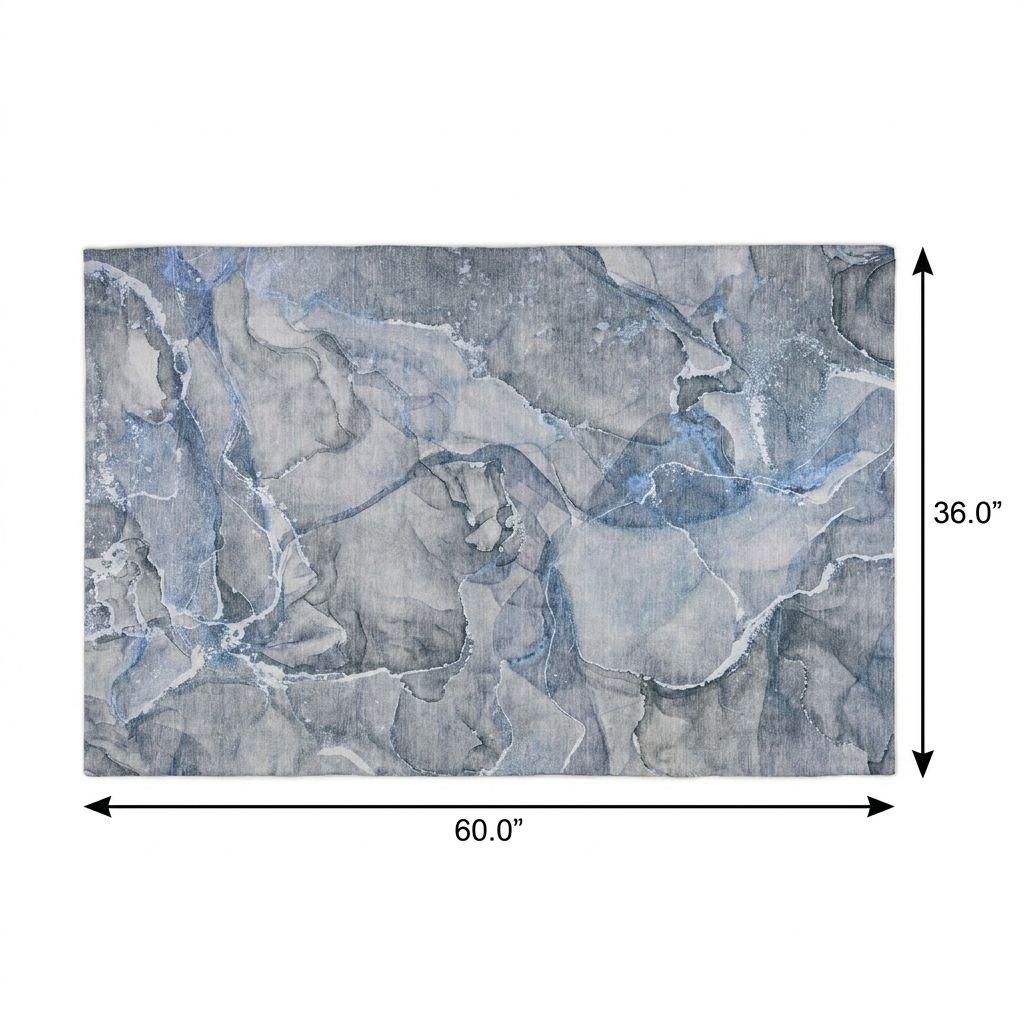 3' X 5' Blue And Gray Abstract Shag Washable Area Rug With UV Protection - HomeRoots - Flyclothing LLC