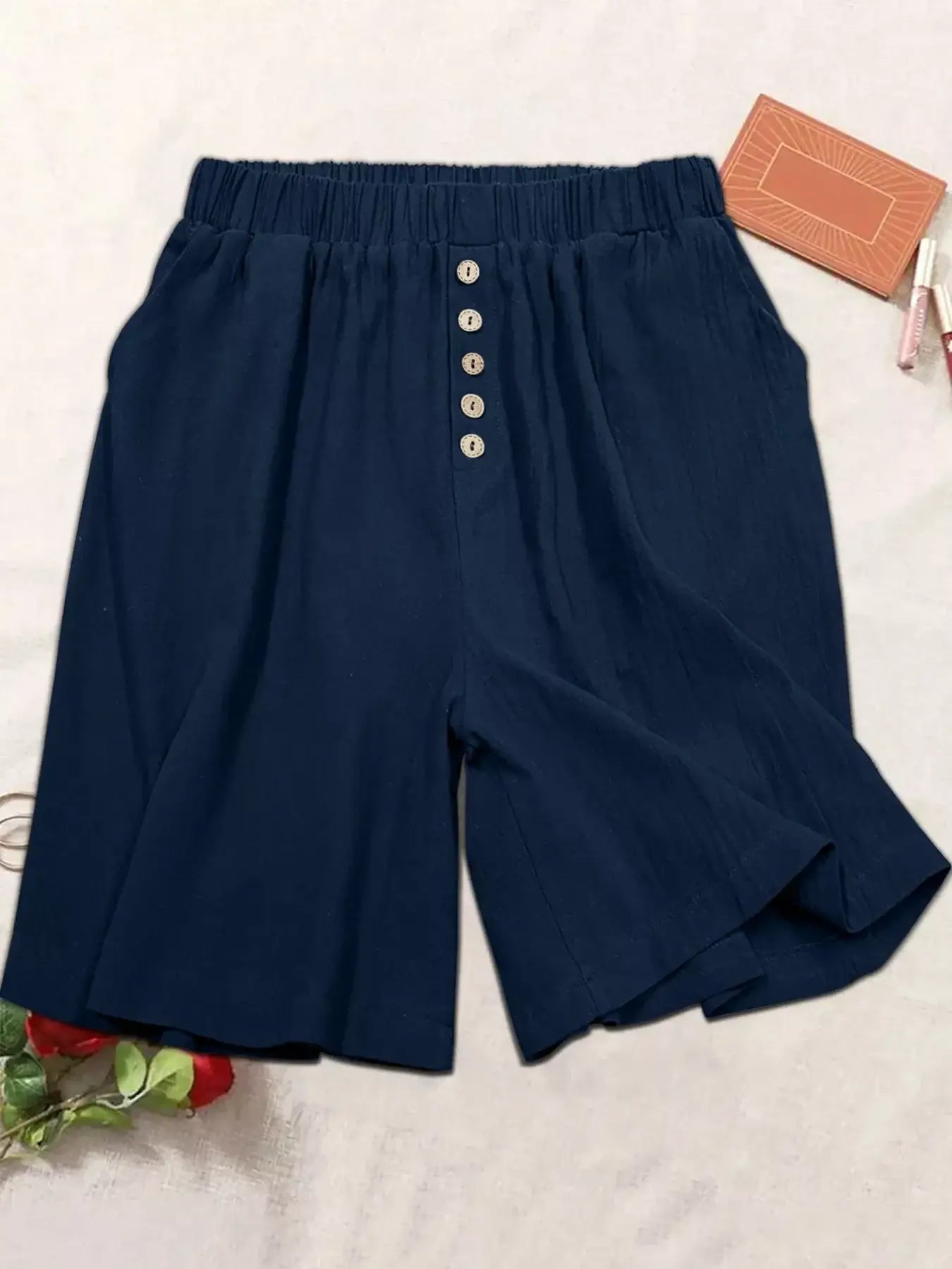 Plus Size Elastic Waist Casual Shorts - Trendsi - Flyclothing LLC