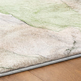 8' Green And Gray Abstract Shag Washable Round Rug With UV Protection - HomeRoots - Flyclothing LLC