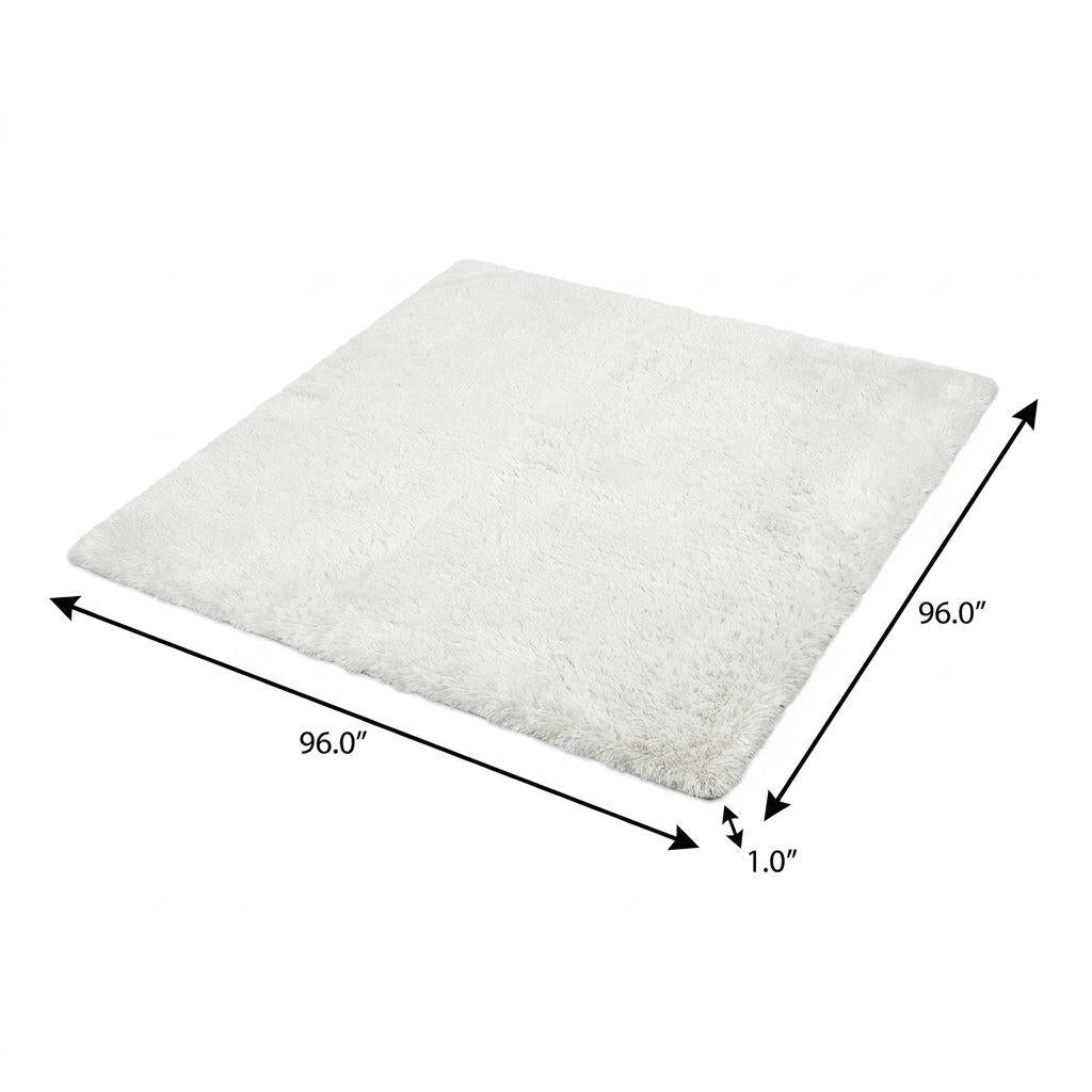 8' Green And Gray Abstract Shag Washable Round Rug With UV Protection - HomeRoots - Flyclothing LLC