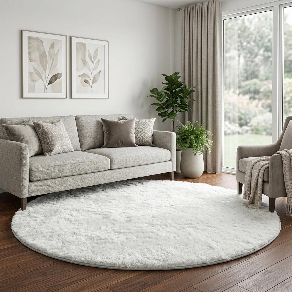 8' Green And Gray Abstract Shag Washable Round Rug With UV Protection - HomeRoots - Flyclothing LLC