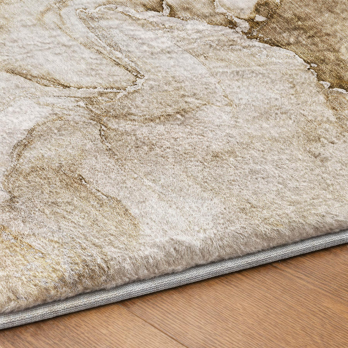 3' X 5' Brown And Taupe Abstract Shag Washable Area Rug With UV Protection - HomeRoots - Flyclothing LLC