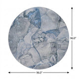 8' Blue And Gray Abstract Shag Washable Round Rug With UV Protection - HomeRoots - Flyclothing LLC
