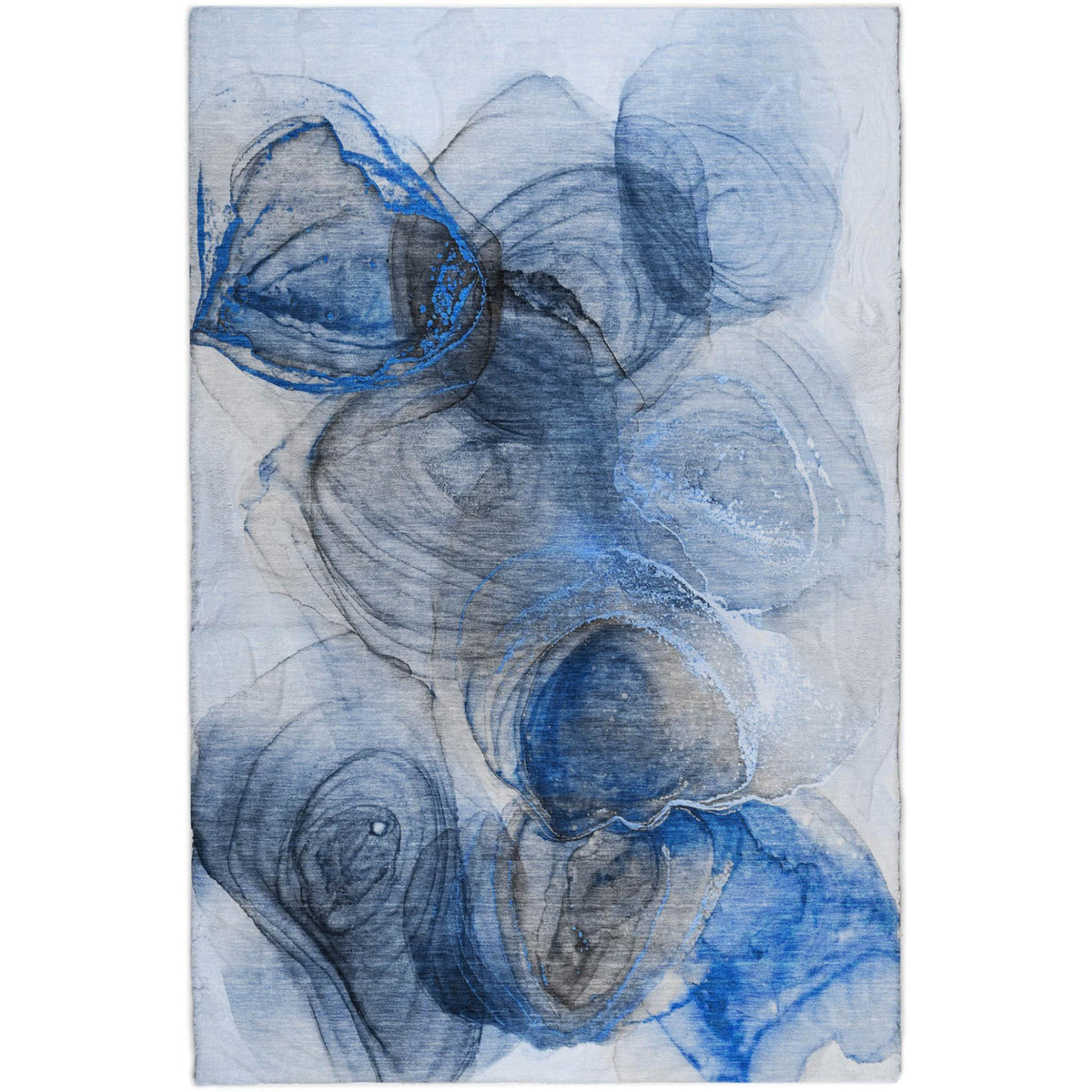 10' X 14' Navy Blue And Denim Blue Abstract Shag Washable Area Rug With UV Protection - HomeRoots - Flyclothing LLC