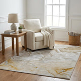 5' X 8' Brown And Taupe Abstract Shag Washable Area Rug With UV Protection - HomeRoots - Flyclothing LLC