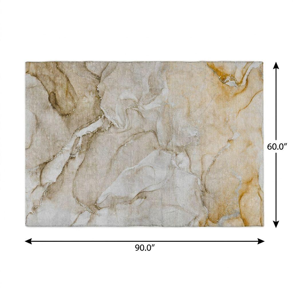 5' X 8' Brown And Taupe Abstract Shag Washable Area Rug With UV Protection - HomeRoots - Flyclothing LLC