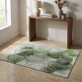 3' X 5' Olive Green And Green Abstract Shag Washable Area Rug With UV Protection - HomeRoots - Flyclothing LLC