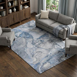 9' X 12' Blue And Gray Abstract Shag Washable Area Rug With UV Protection - HomeRoots - Flyclothing LLC