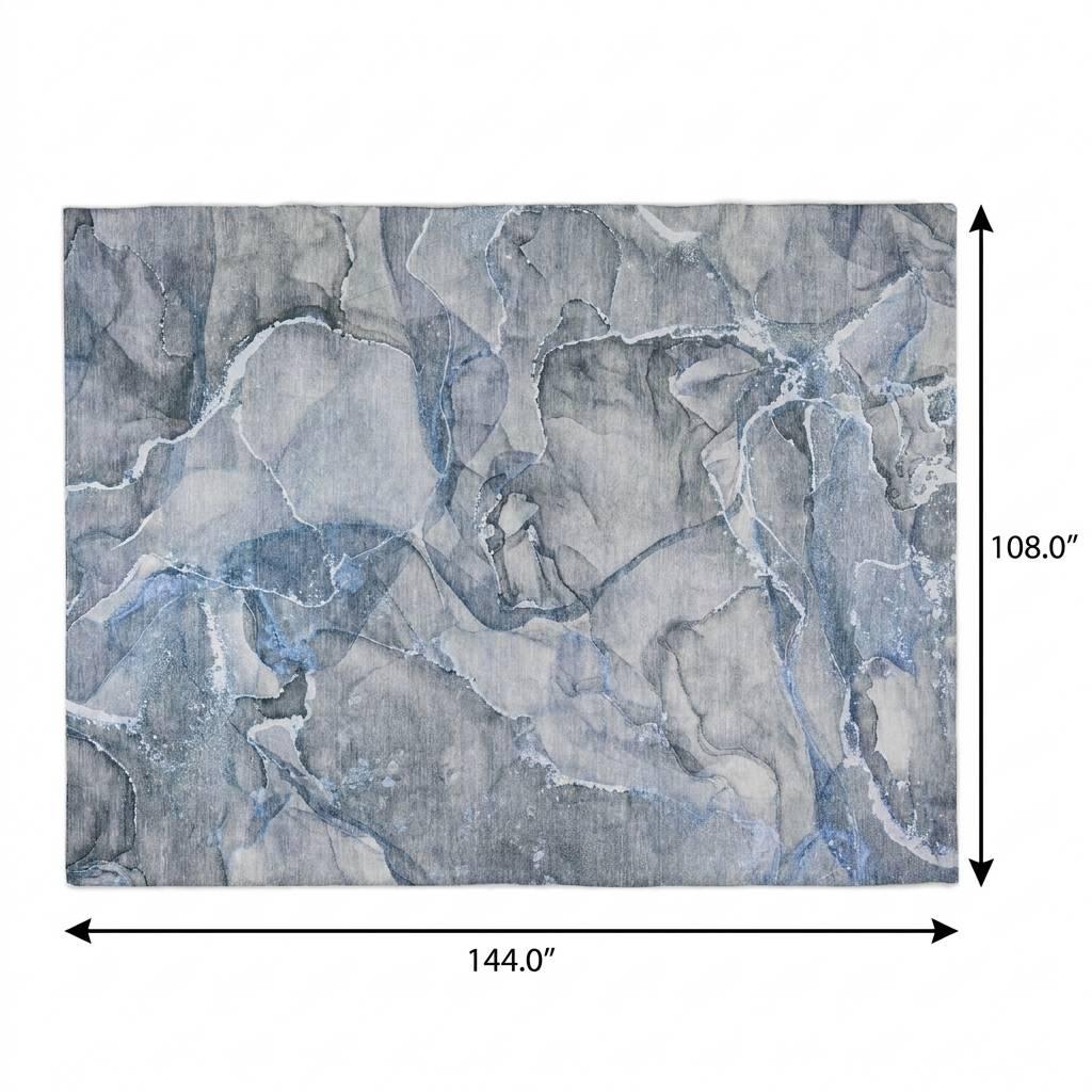 9' X 12' Blue And Gray Abstract Shag Washable Area Rug With UV Protection - HomeRoots - Flyclothing LLC