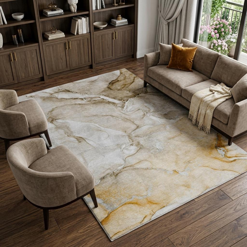 9' X 12' Brown And Taupe Abstract Shag Washable Area Rug With UV Protection - HomeRoots - Flyclothing LLC