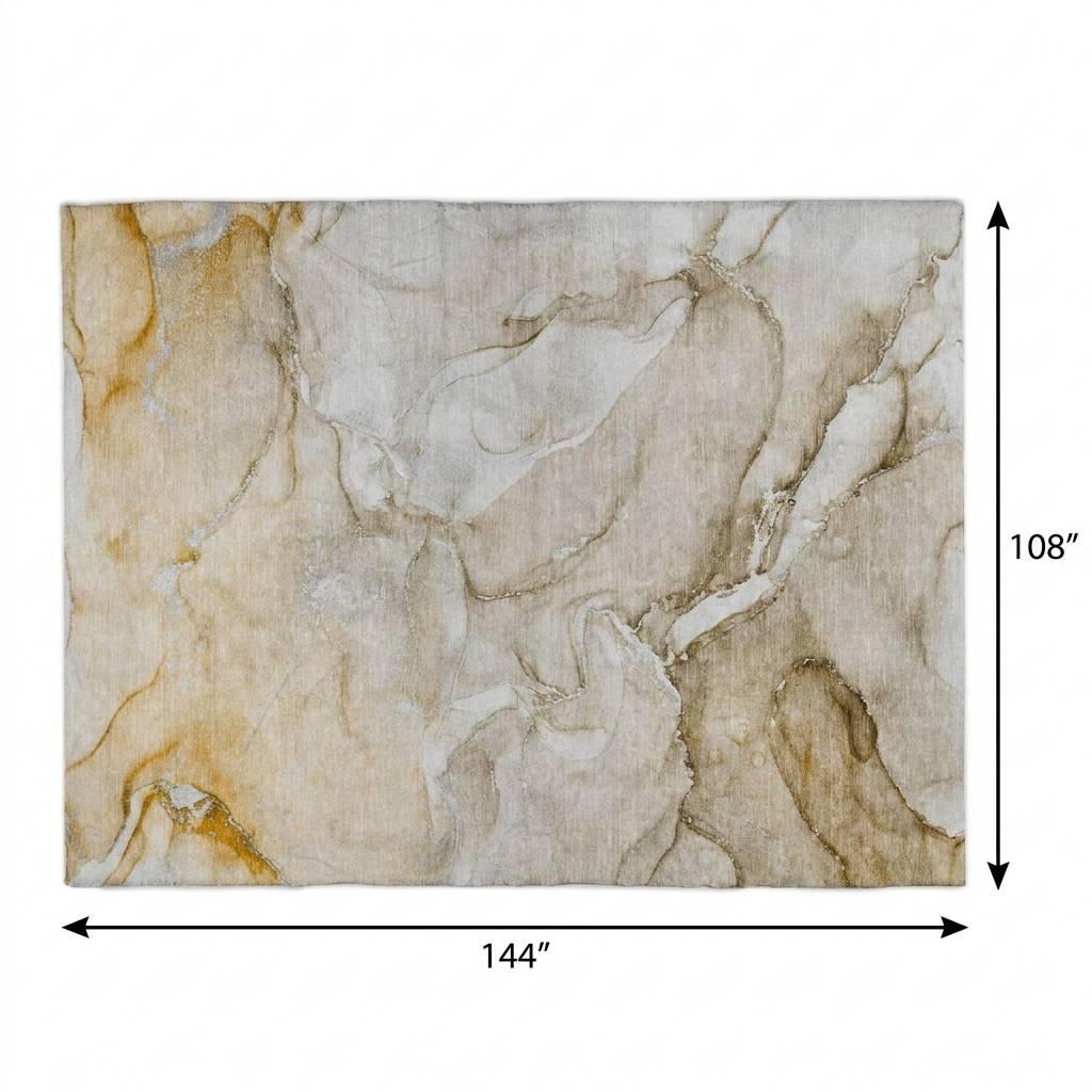 9' X 12' Brown And Taupe Abstract Shag Washable Area Rug With UV Protection - HomeRoots - Flyclothing LLC