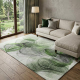 8' X 10' Olive Green And Green Abstract Shag Washable Area Rug With UV Protection - HomeRoots - Flyclothing LLC