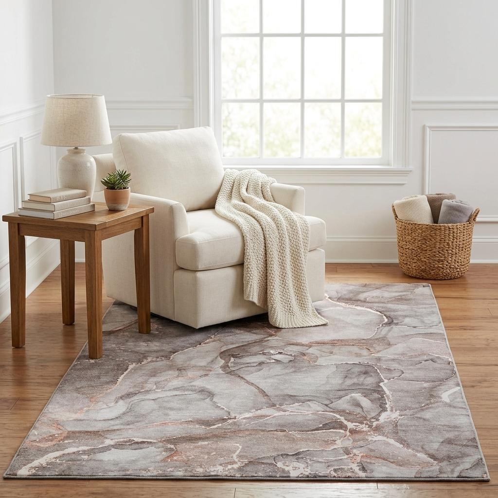 5' X 8' Gray And Charcoal Abstract Shag Washable Area Rug With UV Protection - HomeRoots - Flyclothing LLC