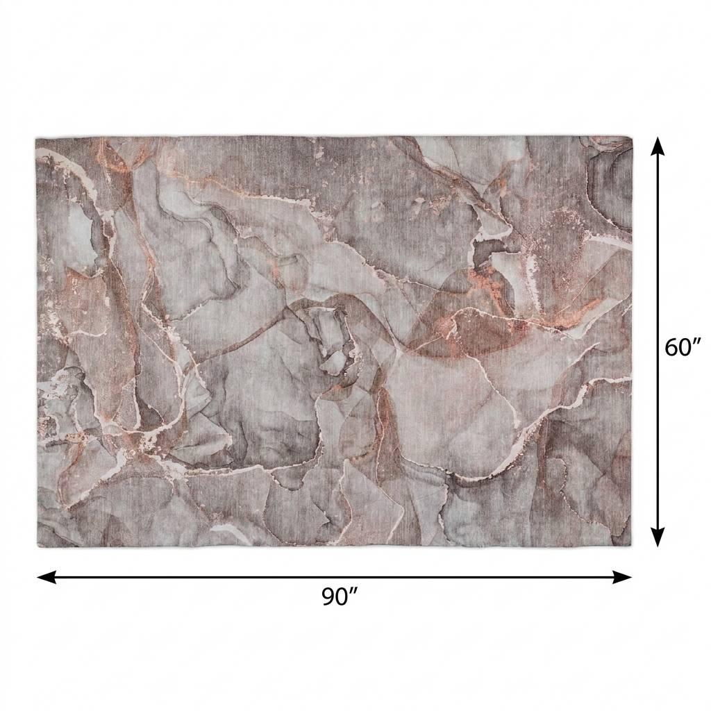 5' X 8' Gray And Charcoal Abstract Shag Washable Area Rug With UV Protection - HomeRoots - Flyclothing LLC