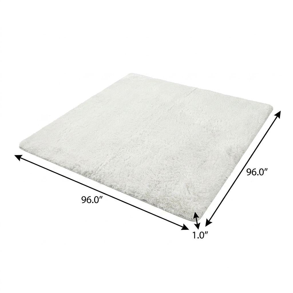 8' Ivory And Beige Abstract Shag Washable Round Rug With UV Protection - HomeRoots - Flyclothing LLC