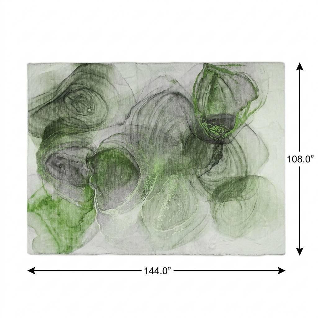 9' X 12' Olive Green And Green Abstract Shag Washable Area Rug With UV Protection - HomeRoots - Flyclothing LLC