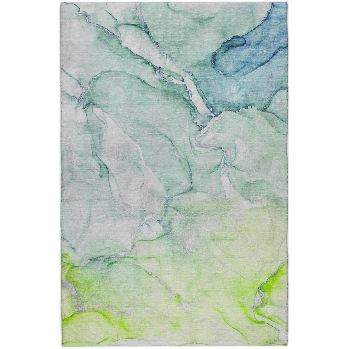 3' X 5' Green And Teal Abstract Shag Washable Area Rug With UV Protection - HomeRoots - Flyclothing LLC