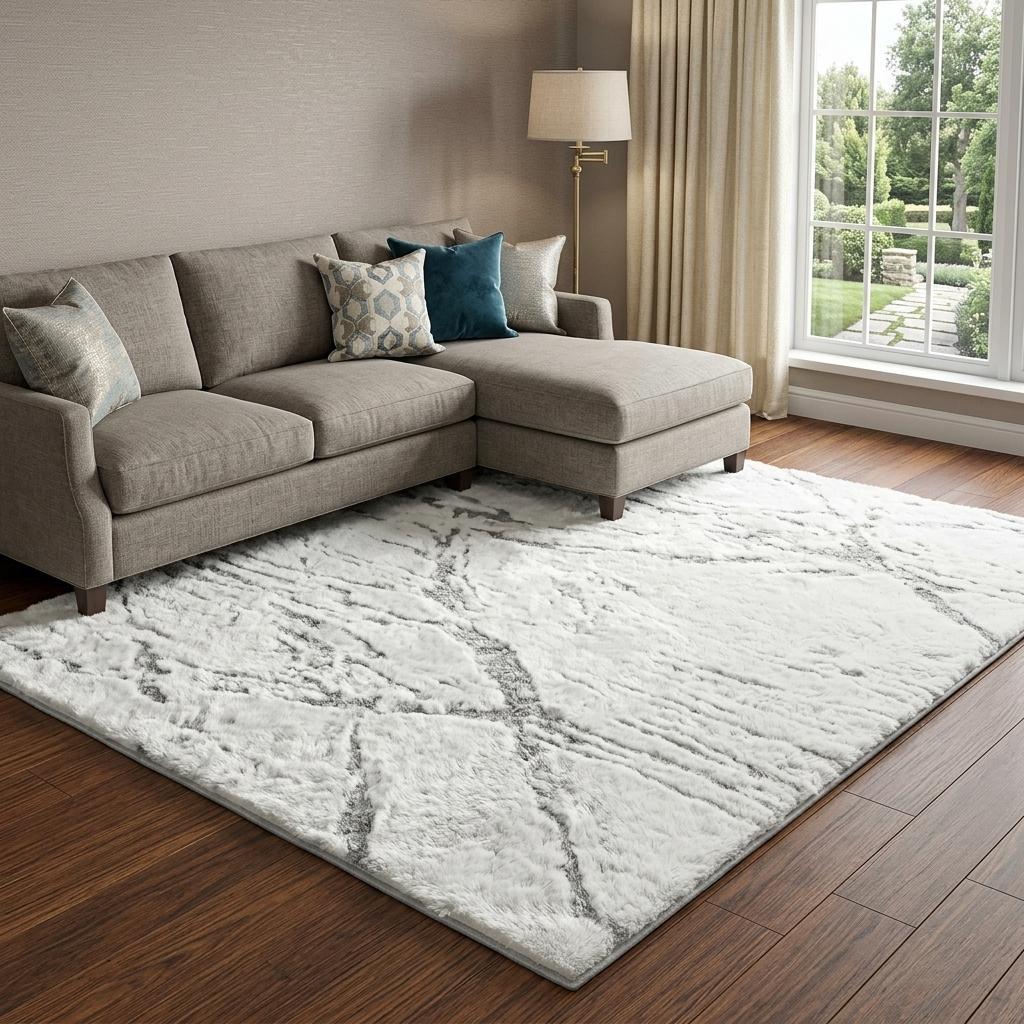 8' X 10' Ivory And Beige Abstract Shag Washable Area Rug With UV Protection - HomeRoots - Flyclothing LLC
