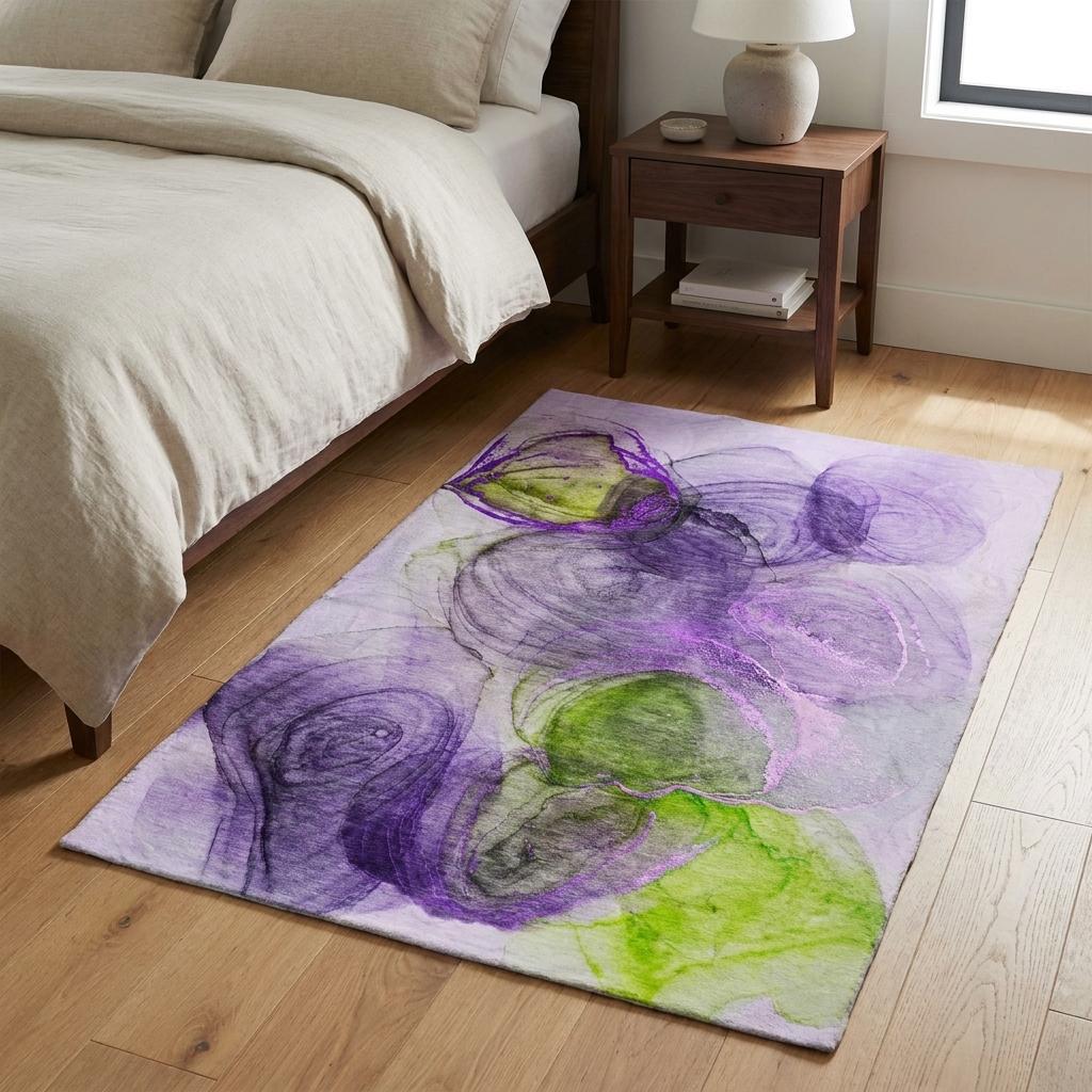 3' X 5' Purple And Lavender Abstract Shag Washable Area Rug With UV Protection - HomeRoots - Flyclothing LLC