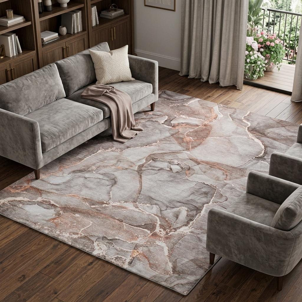 9' X 12' Gray And Charcoal Abstract Shag Washable Area Rug With UV Protection - HomeRoots - Flyclothing LLC
