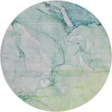 8' Green And Teal Abstract Shag Washable Round Rug With UV Protection - HomeRoots - Flyclothing LLC