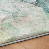 8' Green And Teal Abstract Shag Washable Round Rug With UV Protection - HomeRoots - Flyclothing LLC