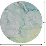 8' Green And Teal Abstract Shag Washable Round Rug With UV Protection - HomeRoots - Flyclothing LLC