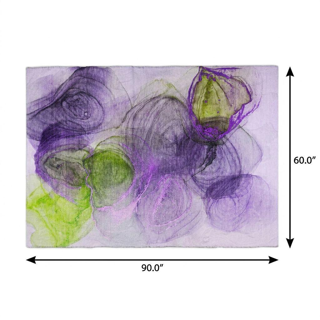 5' X 8' Purple And Lavender Abstract Shag Washable Area Rug With UV Protection - HomeRoots - Flyclothing LLC