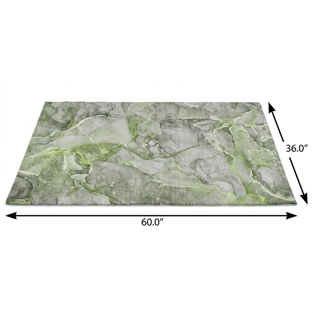 3' X 5' Green And Lime Green Abstract Shag Washable Area Rug With UV Protection - HomeRoots - Flyclothing LLC